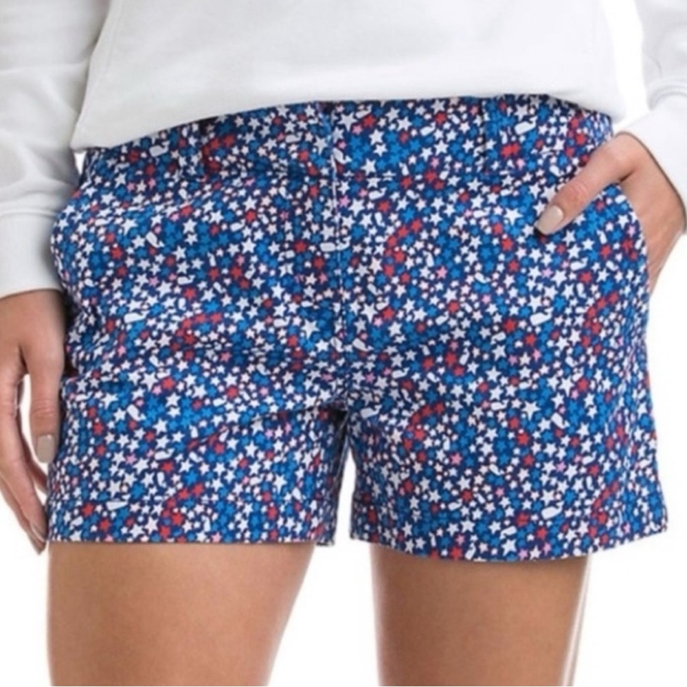 Vineyard Vines Blue patriotic stars and whales shorts Size 0